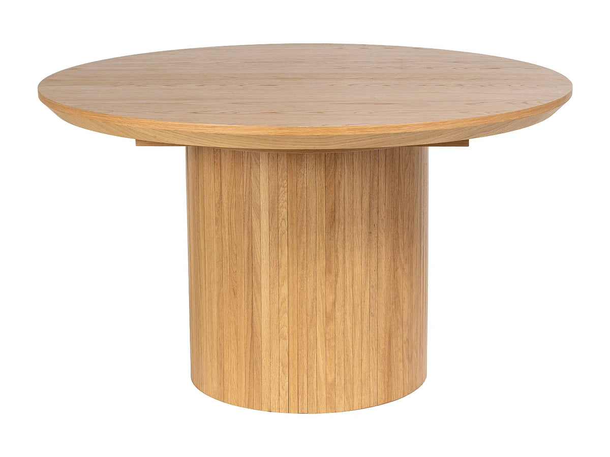 Table à manger ronde Japandi extensible 4 à 6 personnes placage chêne clair Ø 130 cm - Mayeza