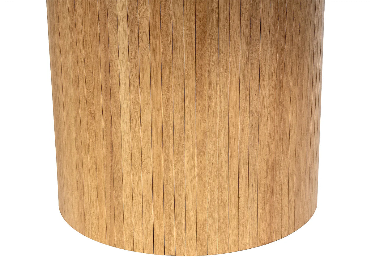 Table à manger ronde Japandi extensible 4 à 6 personnes placage chêne clair Ø 130 cm - Mayeza