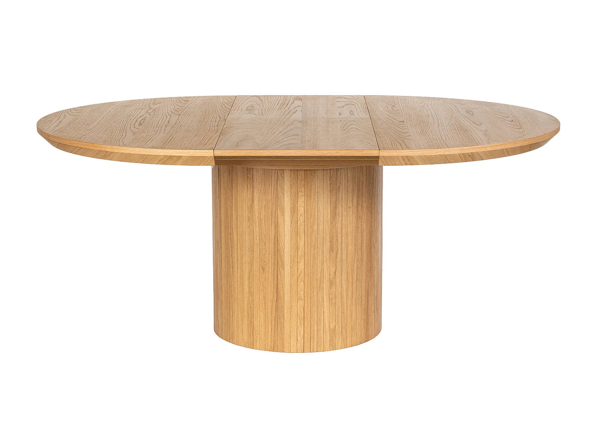 Table à manger ronde Japandi extensible 4 à 6 personnes placage chêne clair Ø 130 cm - Mayeza