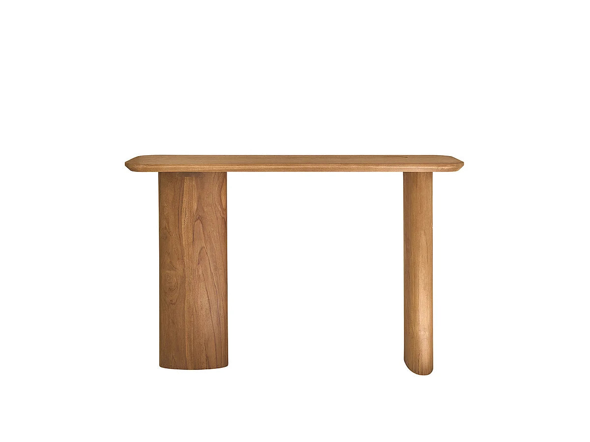 Console Japandi pieds galbés en teck massif naturel 120 x 75 cm - Calma