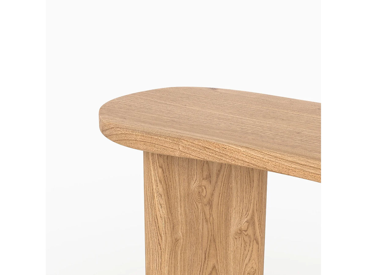 Console Japandi plateau organique en bois de mindi massif naturel 120 x 75,5 cm - Brandan
