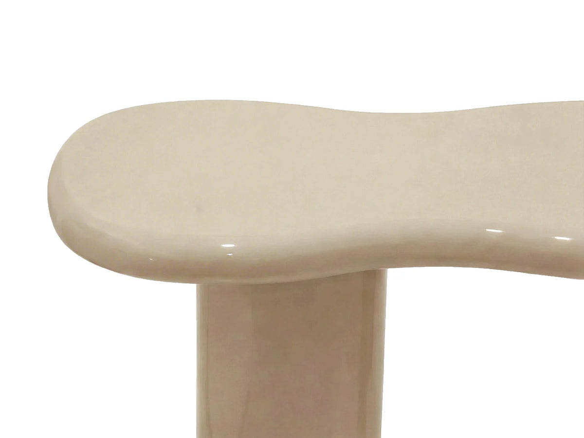 Console Japandi organique à pieds cylindriques en MDF laqué beige 120 x 76 cm - Noboka