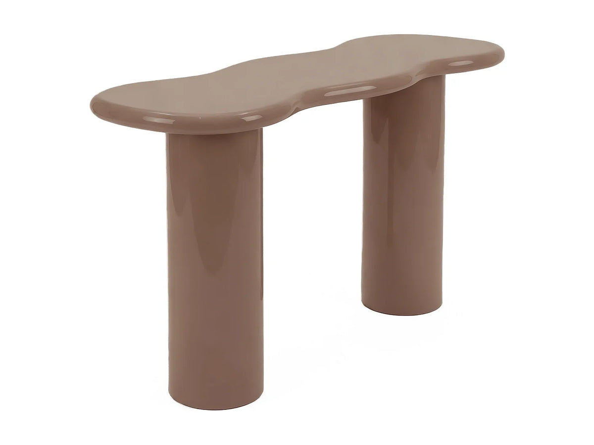 Console Japandi organique en MDF laqué marron 120 x 76 cm - Noboka