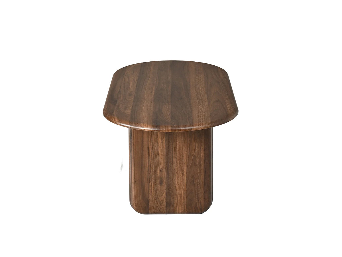 Table basse Japandi ovale en MDF marron 99 x 50 cm