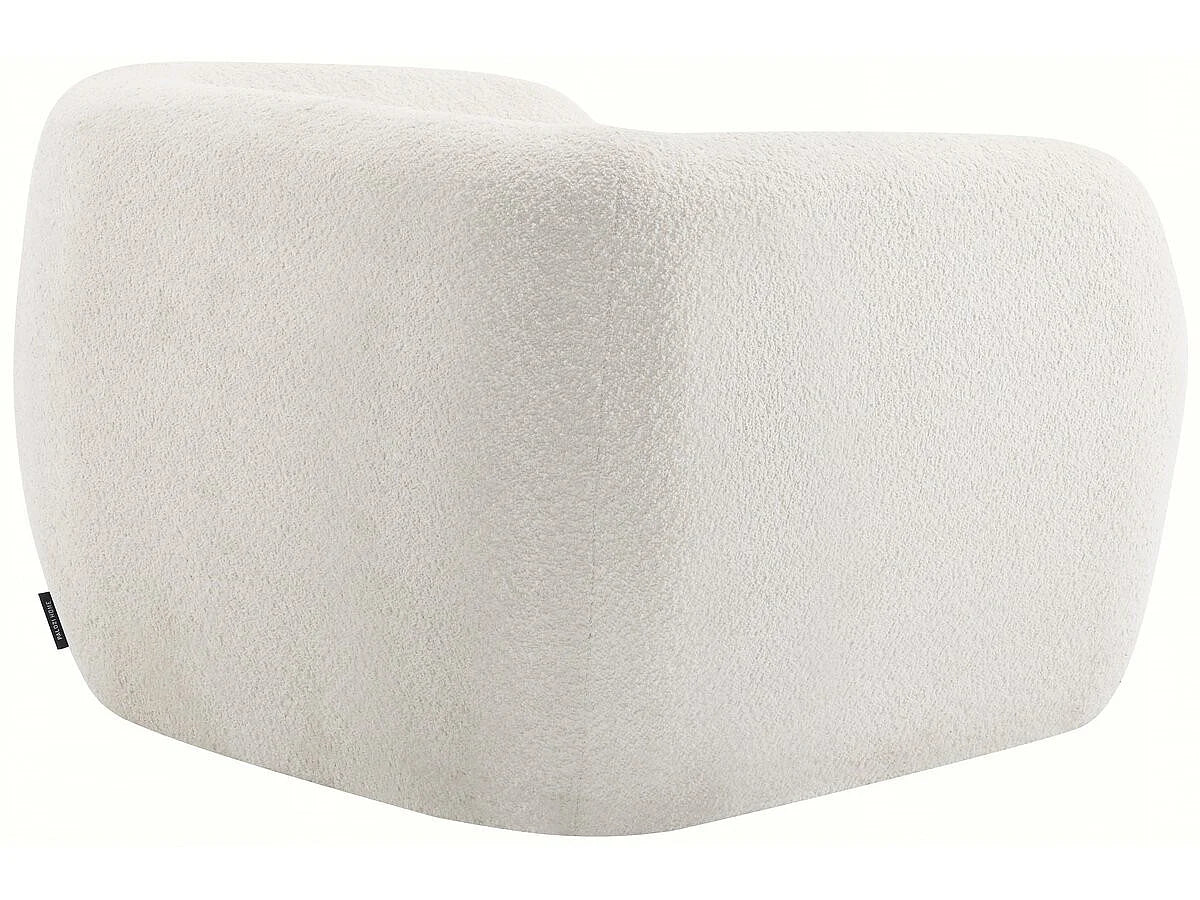 Fauteuil Japandi crapaud en tissu bouclette blanc - Washington