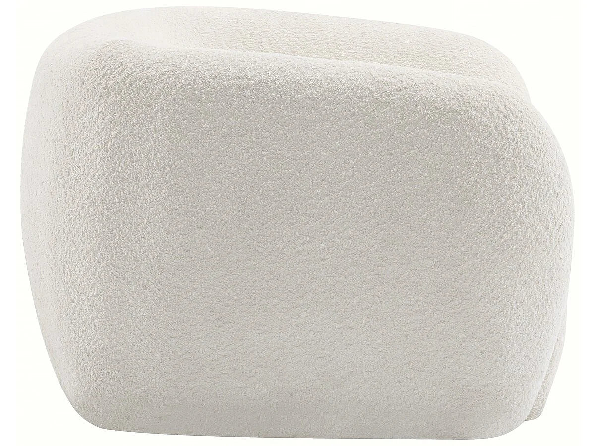 Fauteuil Japandi crapaud en tissu bouclette blanc - Washington