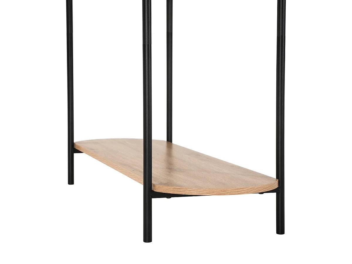 Console Japandi 3 niveaux effet chêne clair et métal noir 100 x 80 cm - Eklo