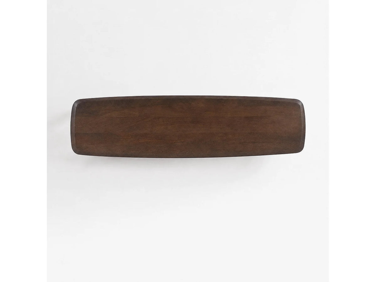 Console Japandi pieds arches en bois de manguier massif marron foncé 150 x 80 cm - Maya