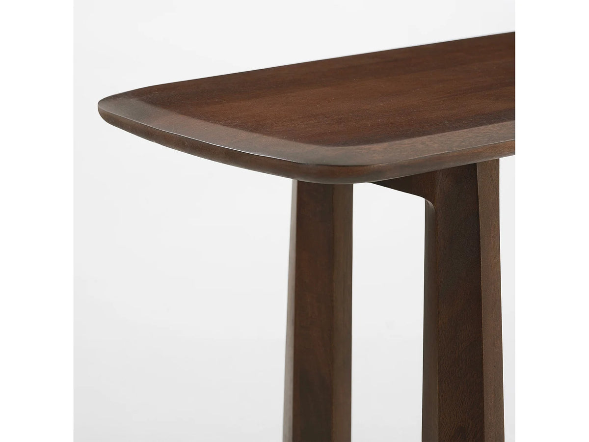 Console Japandi pieds arches en bois de manguier massif marron foncé 150 x 80 cm - Maya