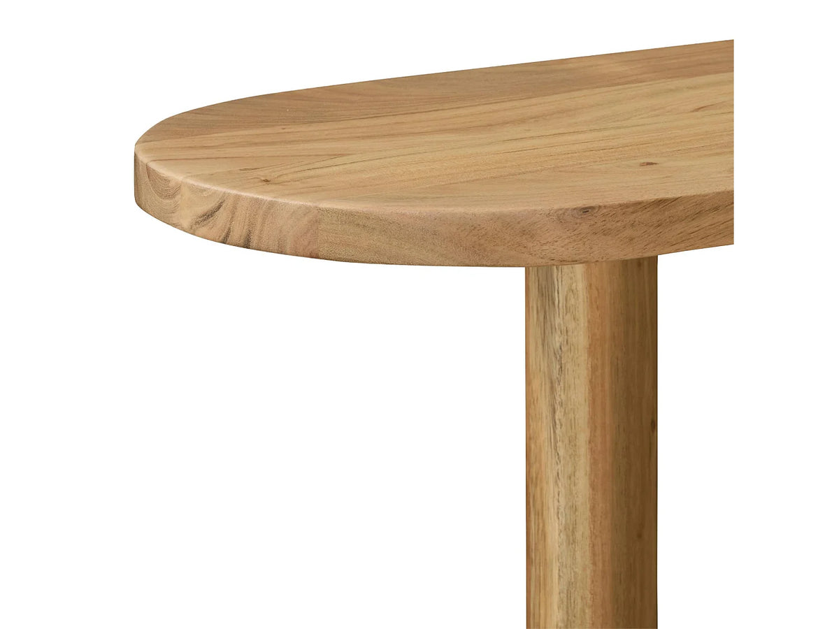 Console Japandi ovale 2 niveaux en bois d'acacia naturel 120 x 75 cm - Sana