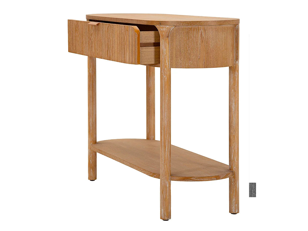 Console Japandi 1 tiroir et 1 étagère en bois de sapin naturel 110 x 80 cm - Ernesto