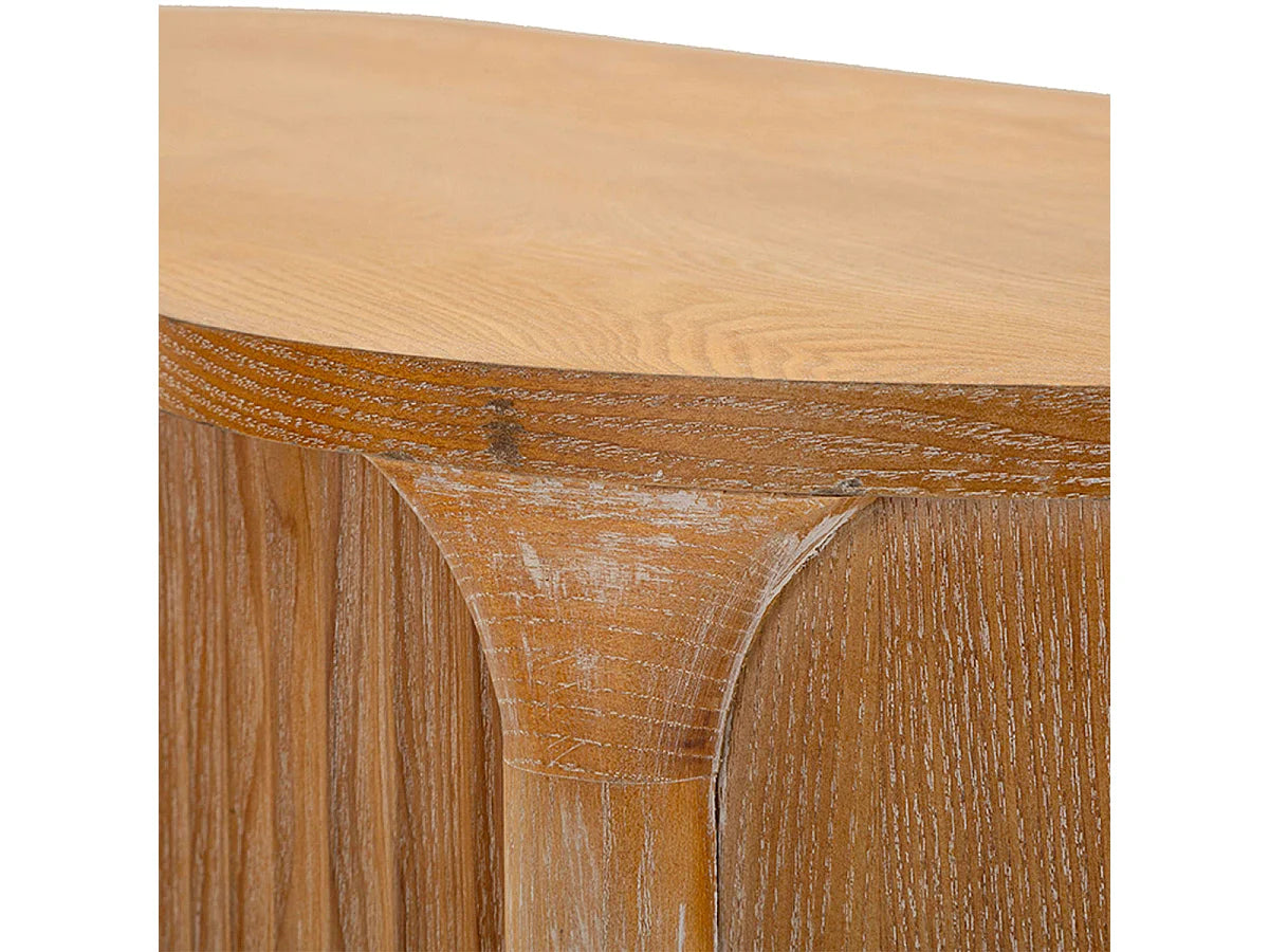 Console Japandi 1 tiroir et 1 étagère en bois de sapin naturel 110 x 80 cm - Ernesto