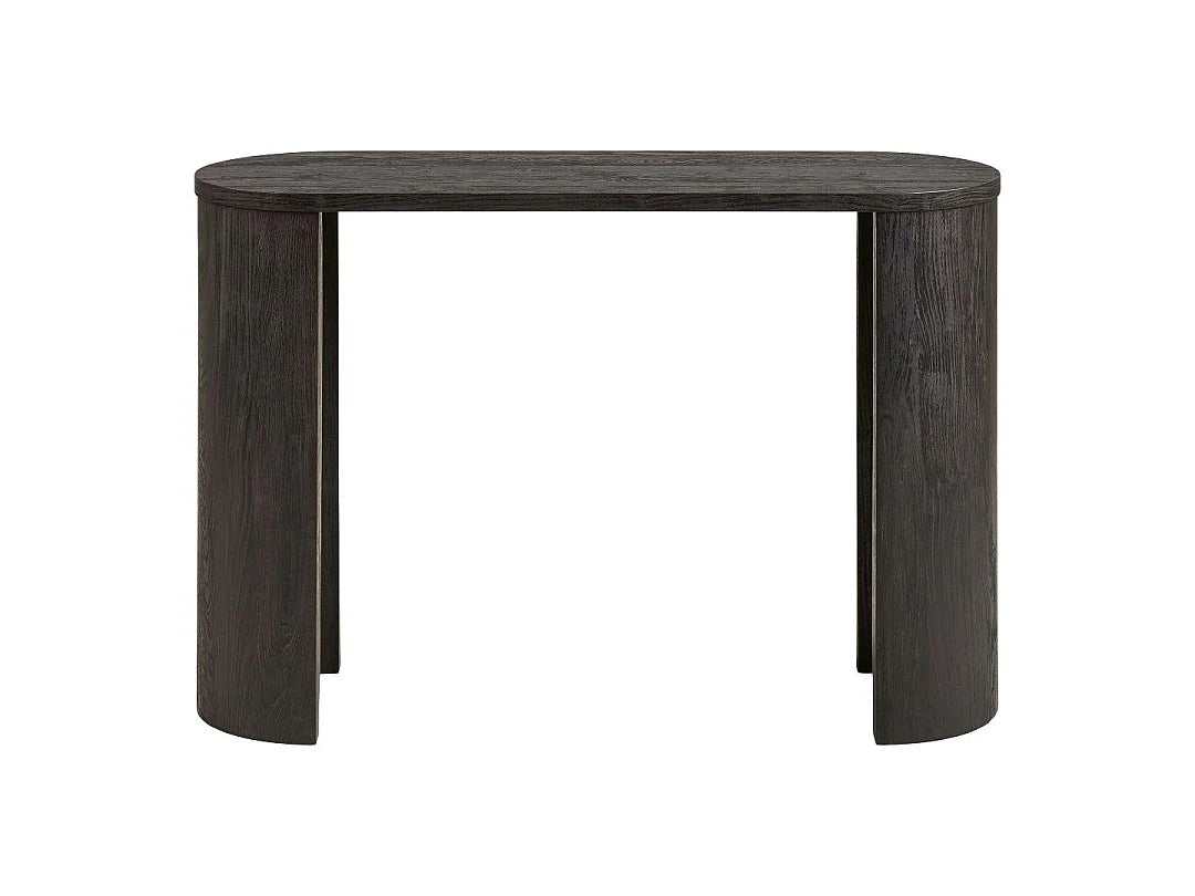 Console Japandi aux extrémités arrondies en bois brun foncé 114 x 75 cm - Jorun