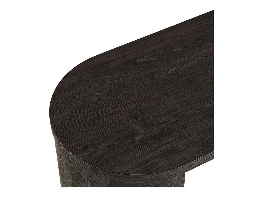 Console Japandi aux extrémités arrondies en bois brun foncé 114 x 75 cm - Jorun