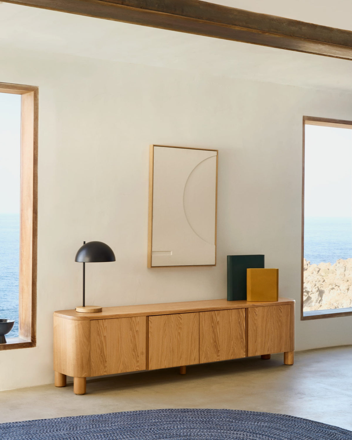 Meuble TV Japandi en contreplaqué de frêne 200 x 52 cm - Salaya