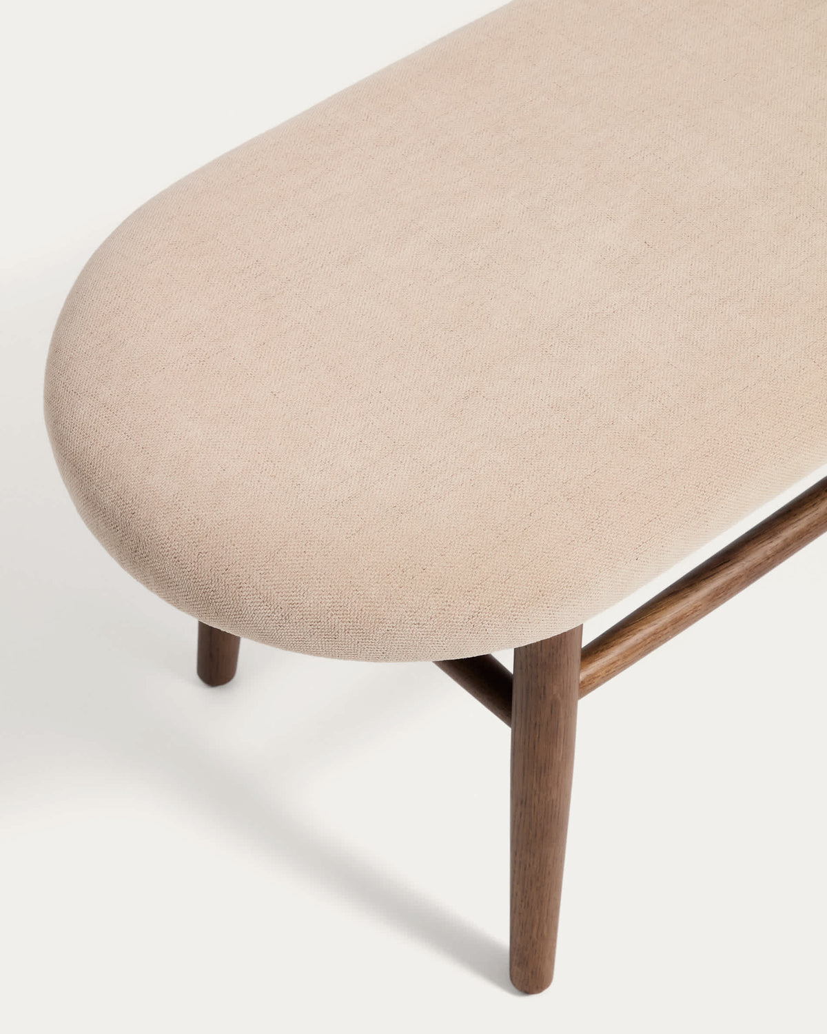 Banc Japandi en chenille marron et bois de chêne finition noyer 122 cm - Helda