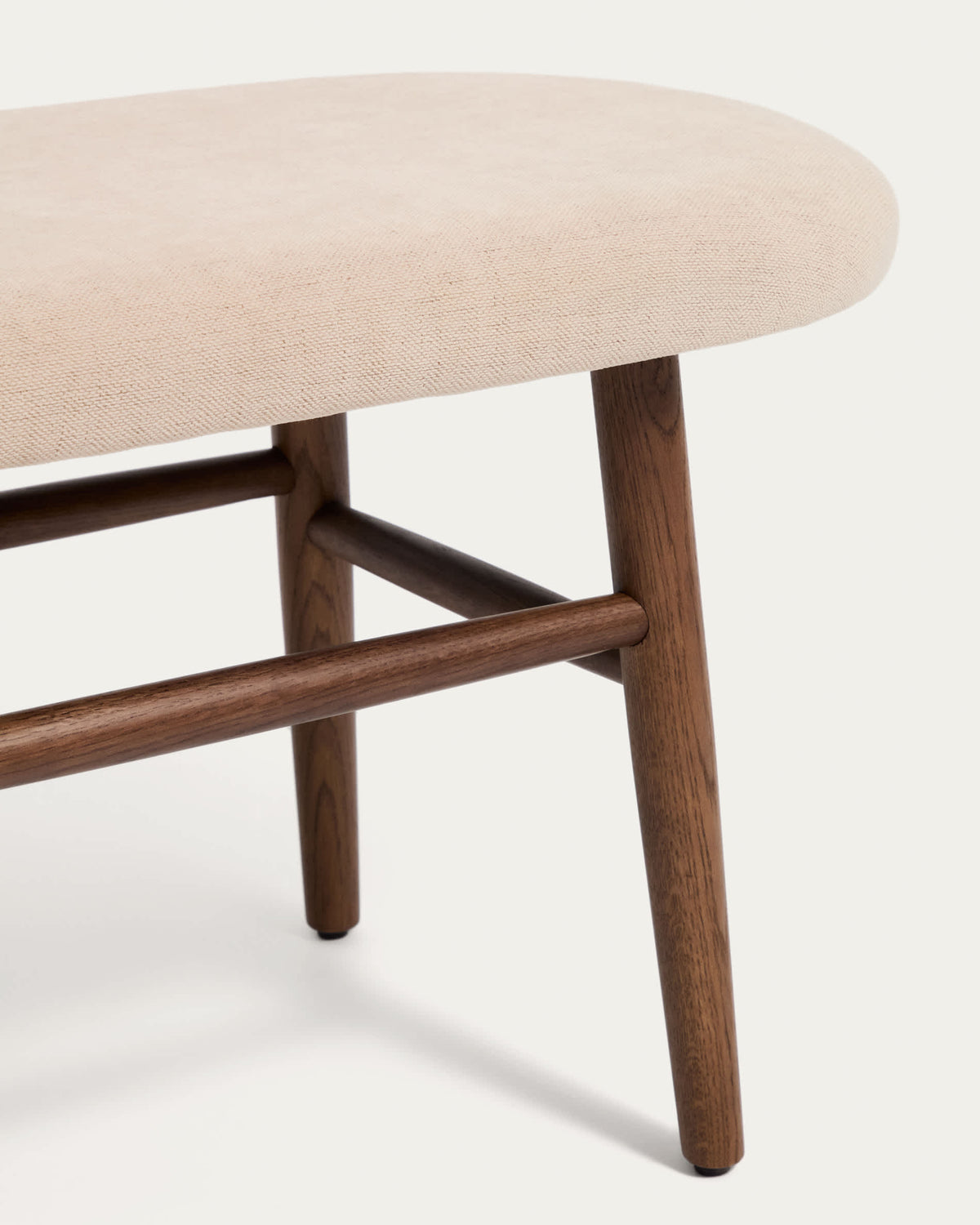 Banc Japandi en chenille marron et bois de chêne finition noyer 122 cm - Helda