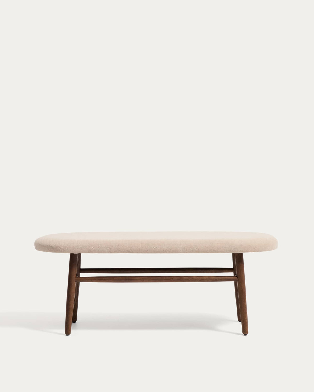 Banc Japandi en chenille marron et bois de chêne finition noyer 122 cm - Helda