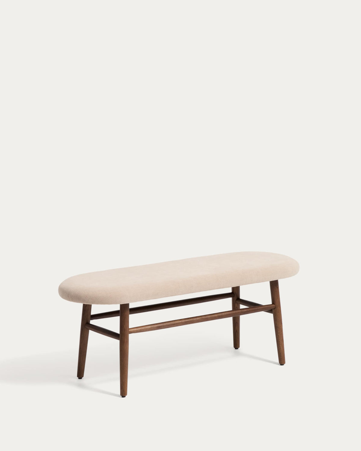 Banc Japandi en chenille marron et bois de chêne finition noyer 122 cm - Helda