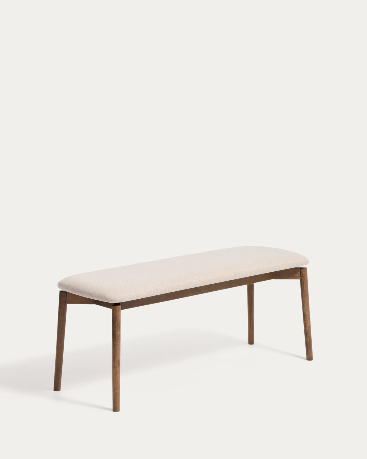 Banc Japandi en placage de chêne ton noyer et chenille marron 122 cm - Evera