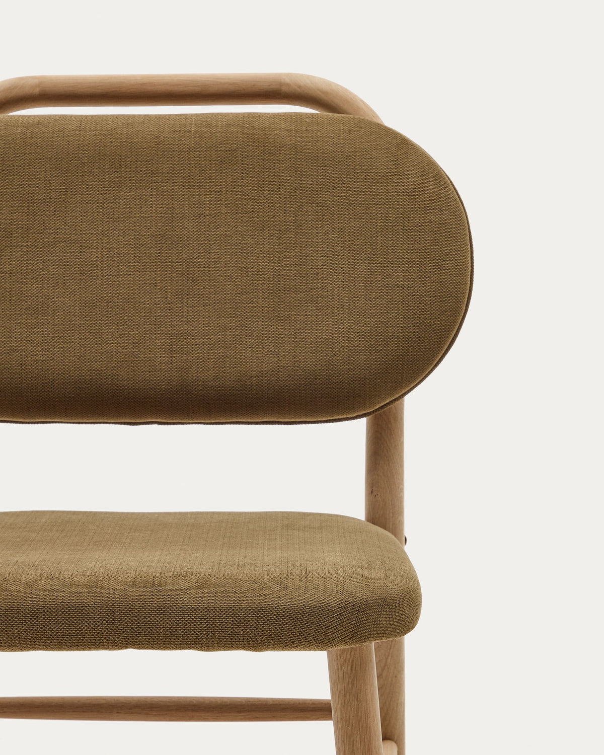 Chaise Japandi en chenille verte et bois de chêne - Helda