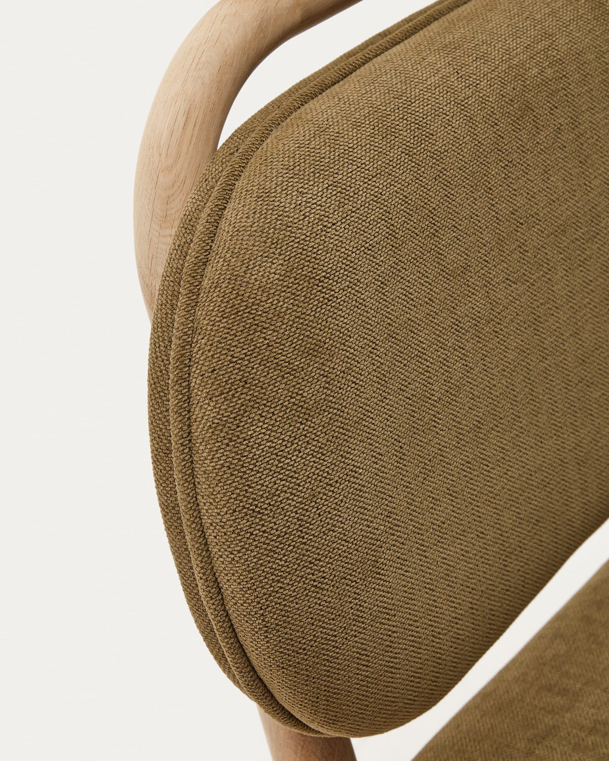 Chaise Japandi en chenille verte et bois de chêne - Helda