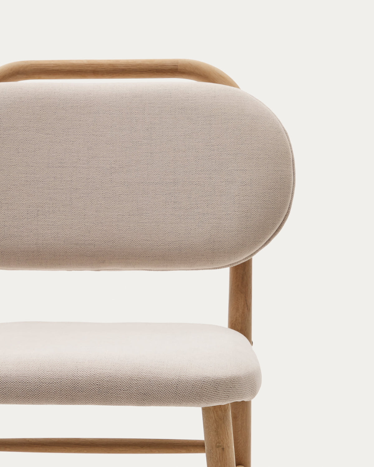 Chaise Japandi en chenille beige et bois de chêne - Helda