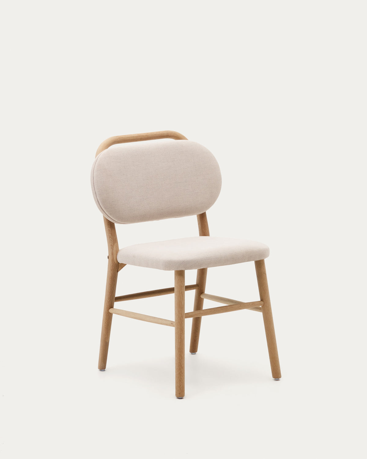 Chaise Japandi en chenille beige et bois de chêne - Helda