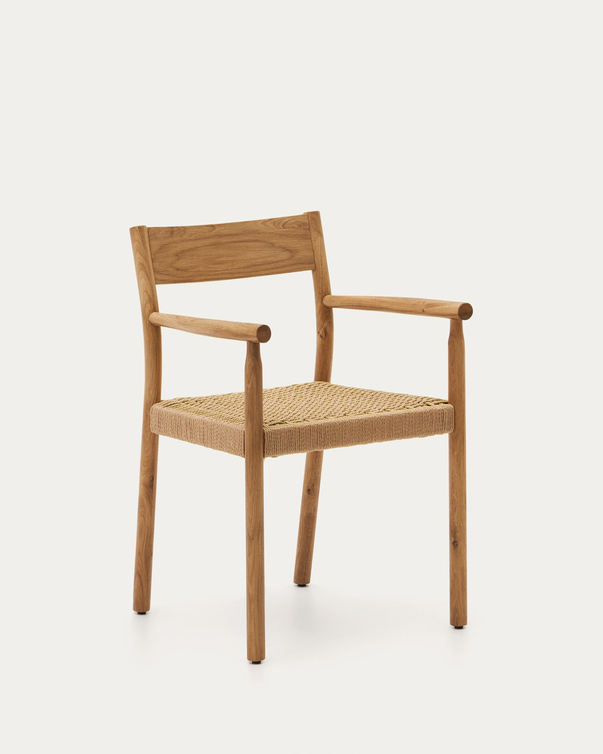 Chaise Japandi en bois de chêne massif avec finition naturelle et assise en corde - Yalia