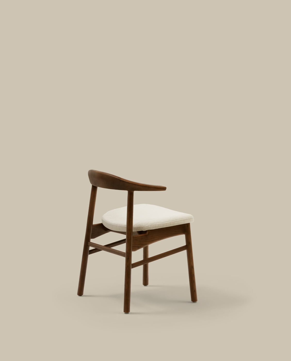 Chaise Japandi tissu chenille beige déhoussable bois de chêne finition noyer - Timons