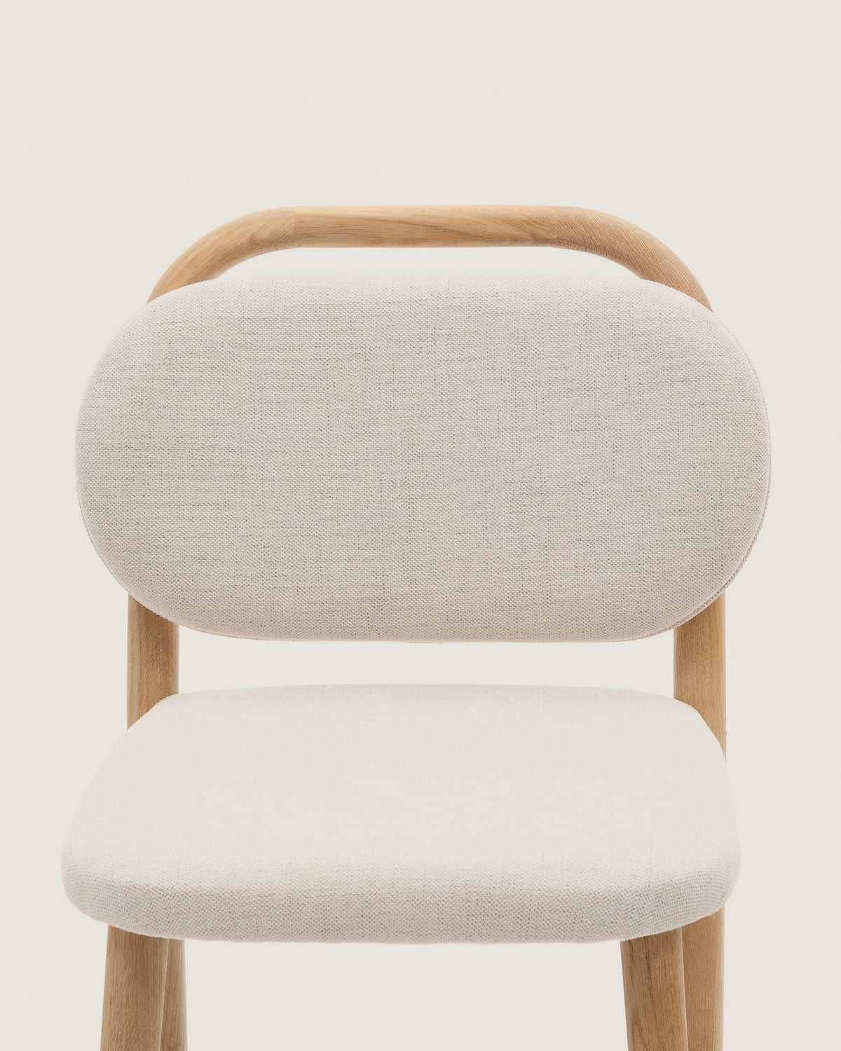 Tabouret Japandi en chenille beige et bois de chêne 65 cm - Helda