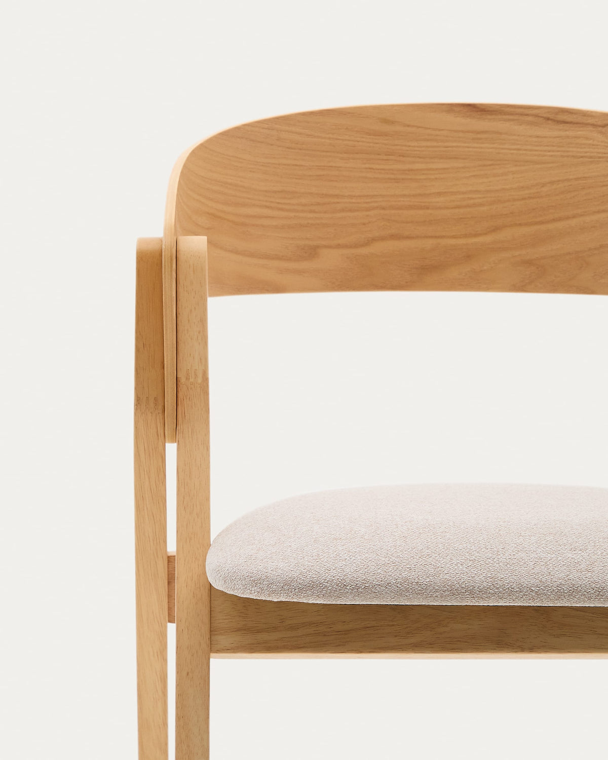 Chaise Japandi en placage de frêne finition naturelle et tissu chenille beige - Godia