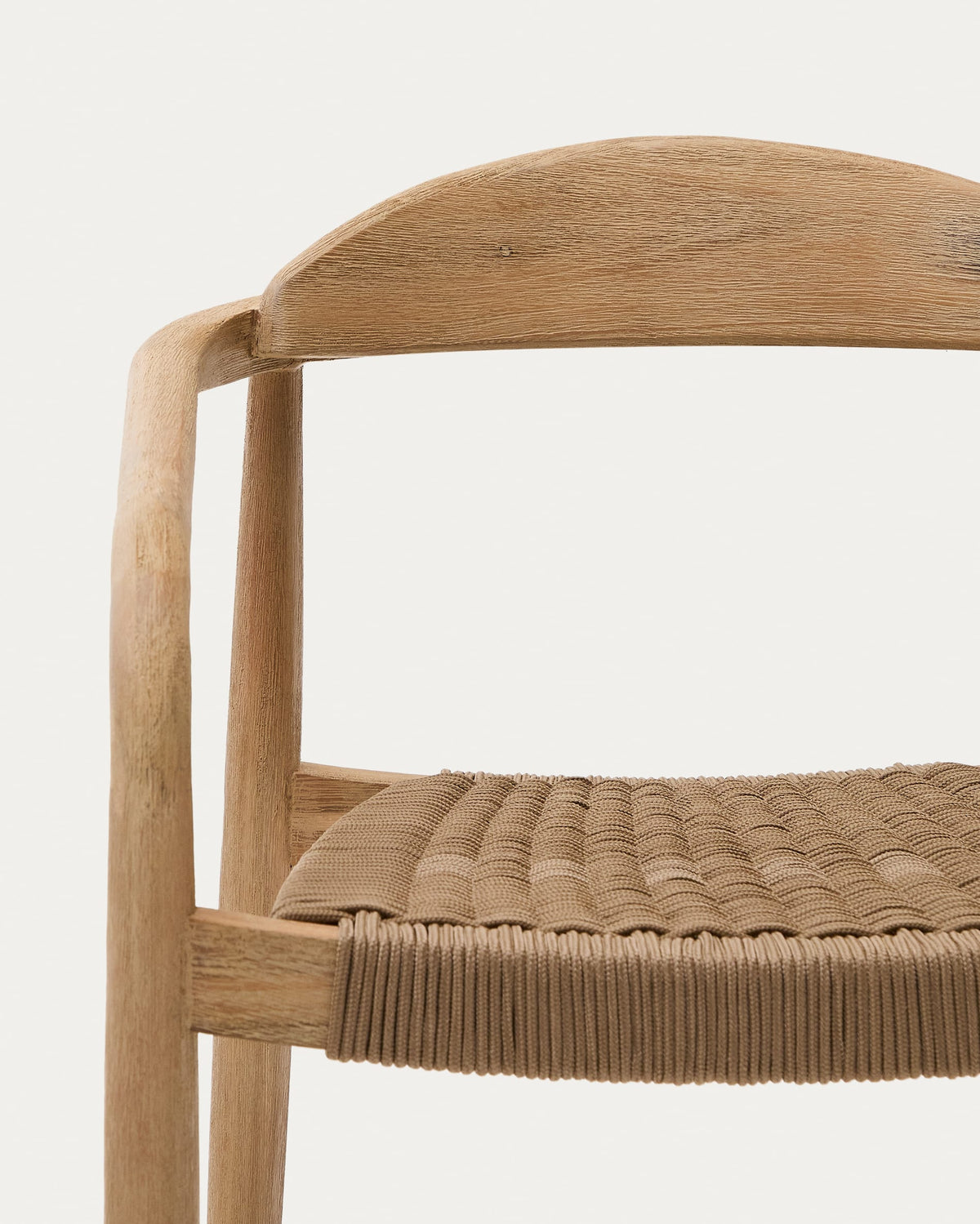 Chaise empilable Japandi en bois massif d'acacia et corde beige - Nina