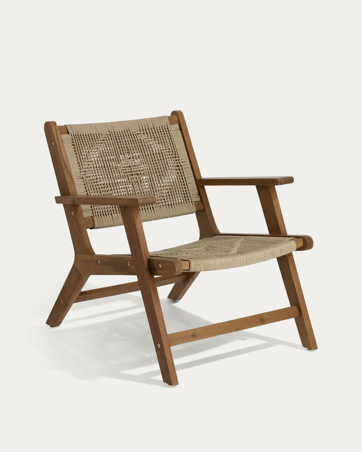 Fauteuil Japandi en bois d'acacia avec finition foncée - Geralda