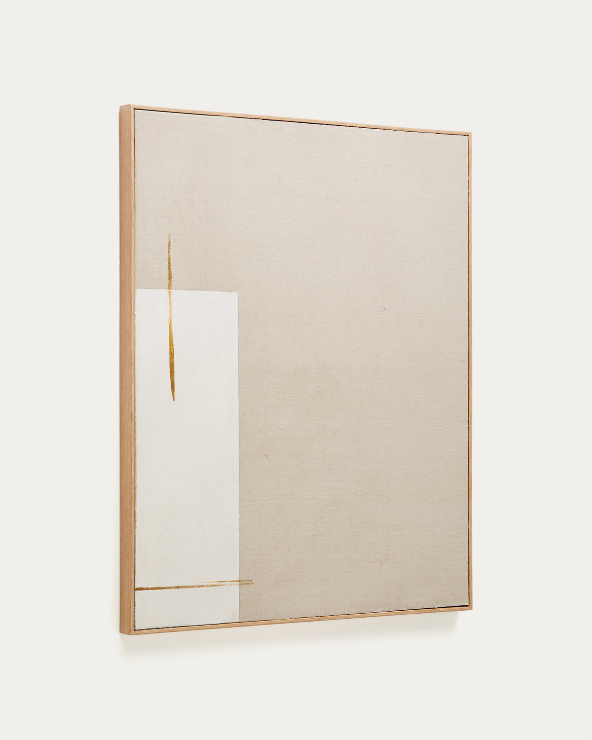 Tableau abstrait Japandi avec rayure verticale en lin beige 80 x 100 cm - Salin