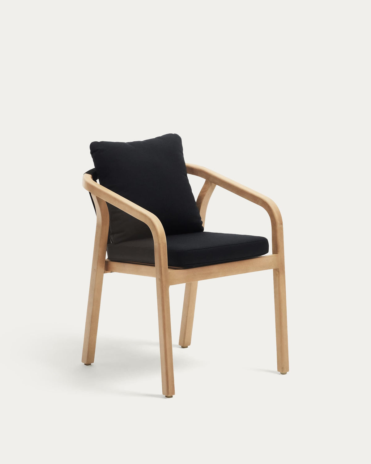 Chaise empilable Japandi en bois massif d'eucalyptus et corde noire - Malaret