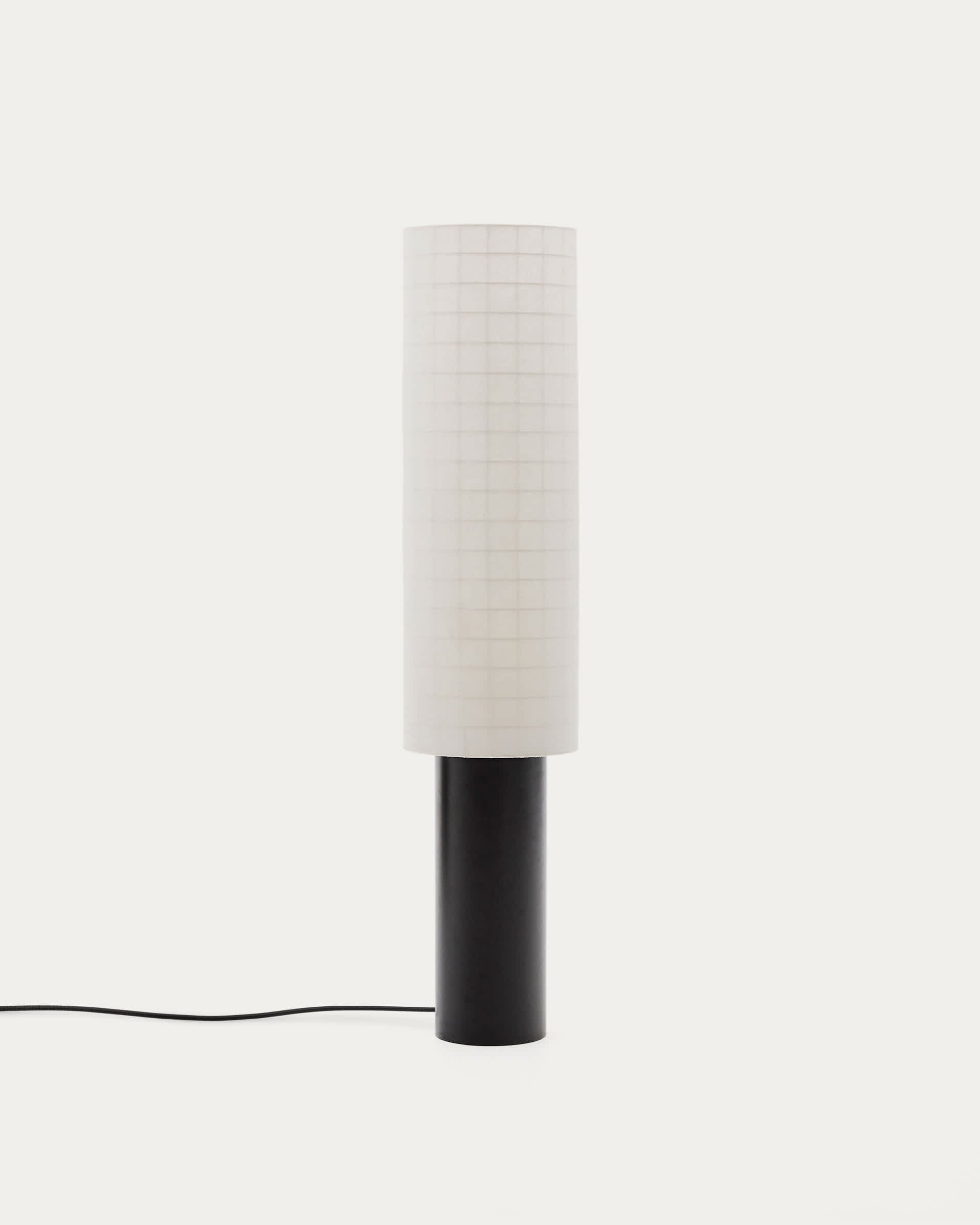Lampadaire Japandi en métal noir et abat-jour en coton - Dulan