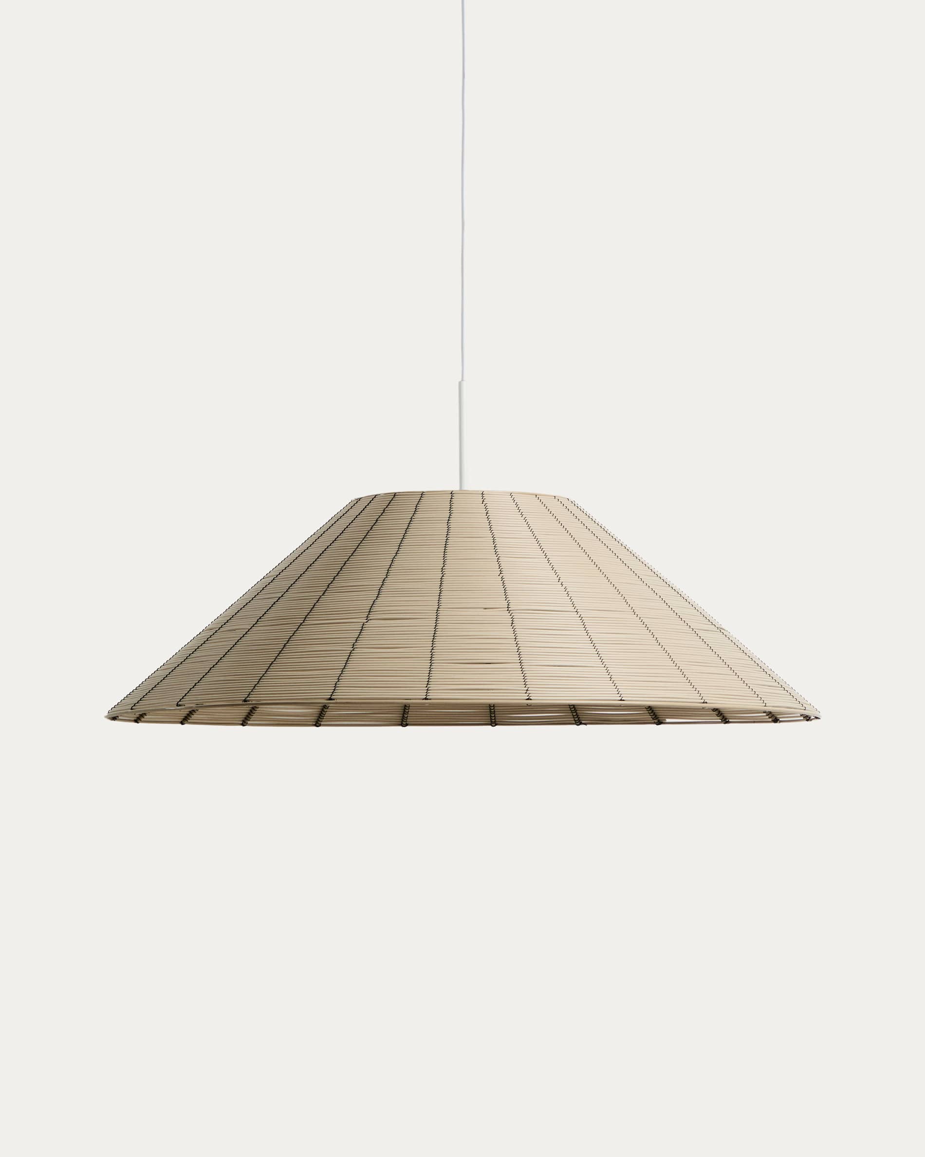 Abat-jour pour plafonnier d'extérieur Japandi en rotin synthétique gris clair Ø 70 cm - Saranella