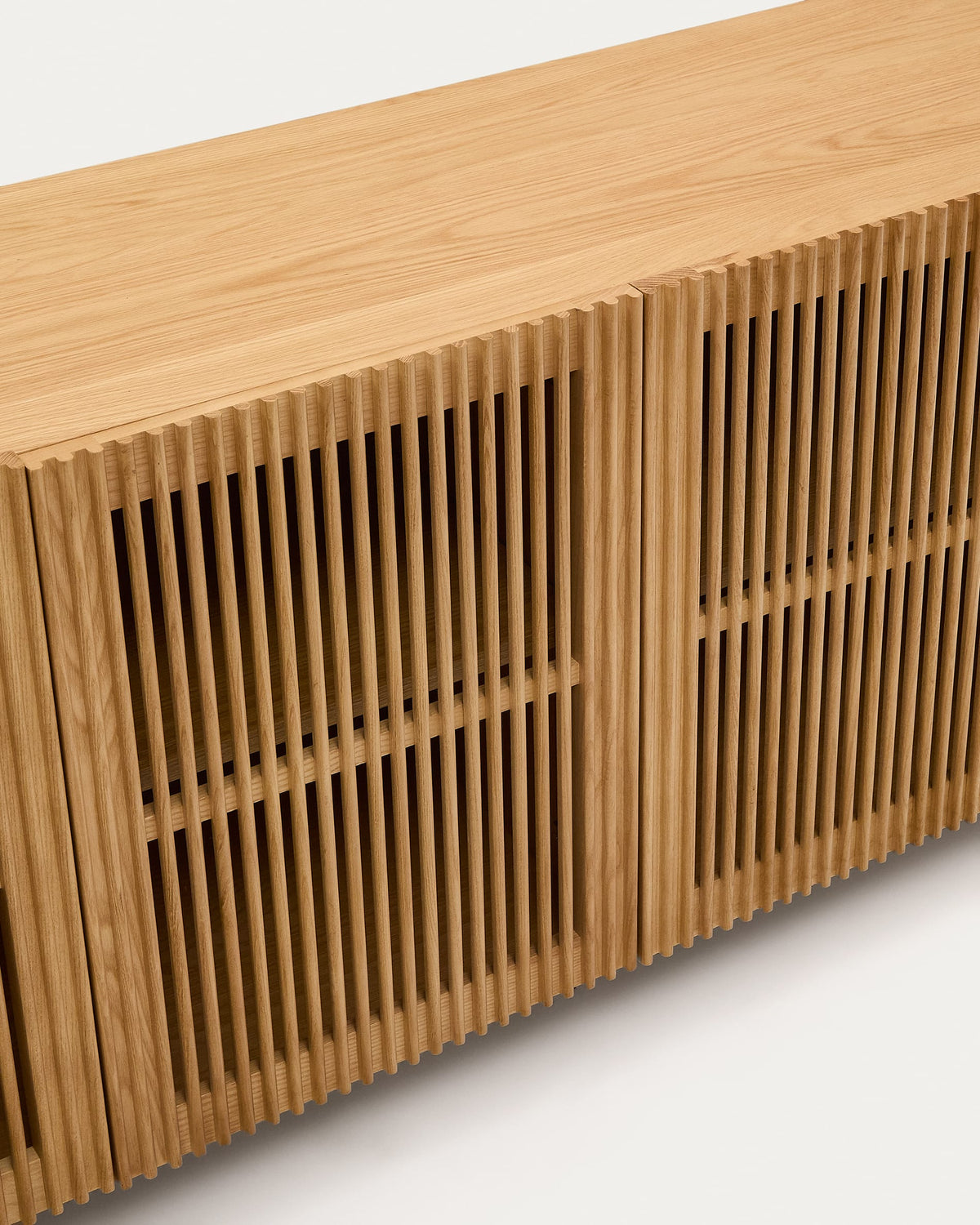 Buffet Japandi 4 portes en bois de frêne et placage de chêne 180 x 71,5 cm - Beyla