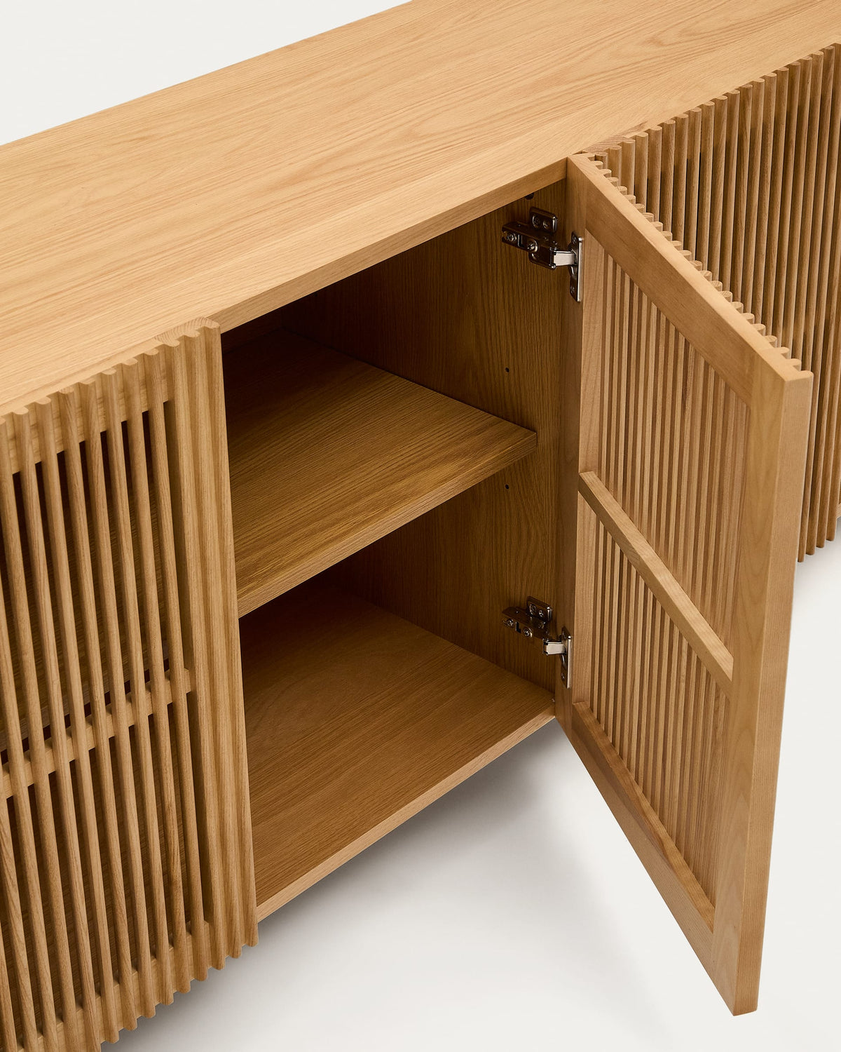 Buffet Japandi 4 portes en bois de frêne et placage de chêne 180 x 71,5 cm - Beyla