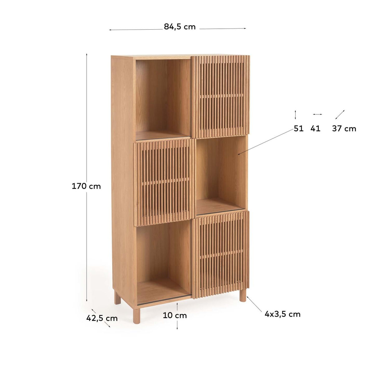 Étagère Japandi en bois de frêne et placage de chêne 84,5 x 170 cm - Beyla