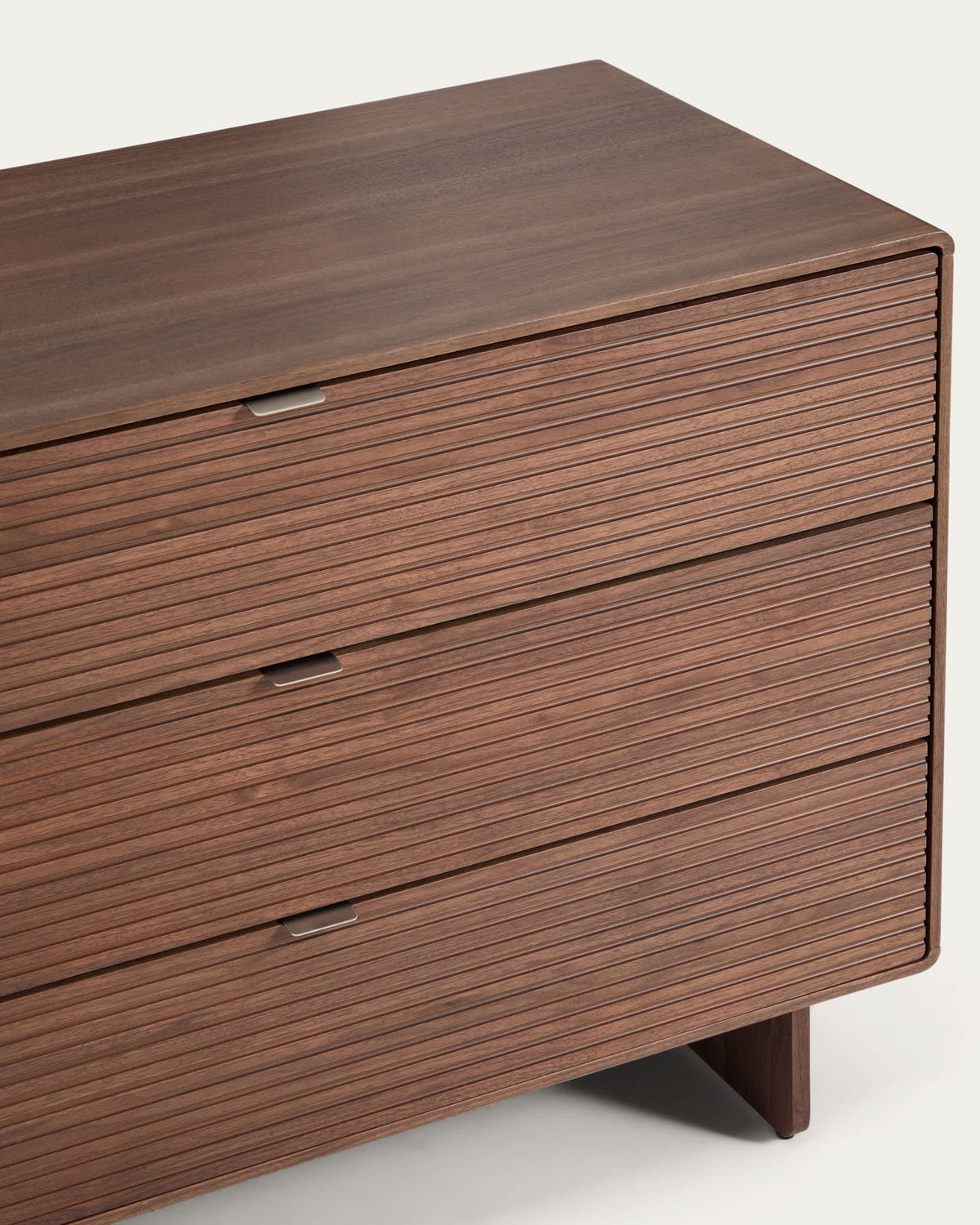 Commode Japandi 3 tiroirs en placage de noyer 101 x 75 cm - Norlen