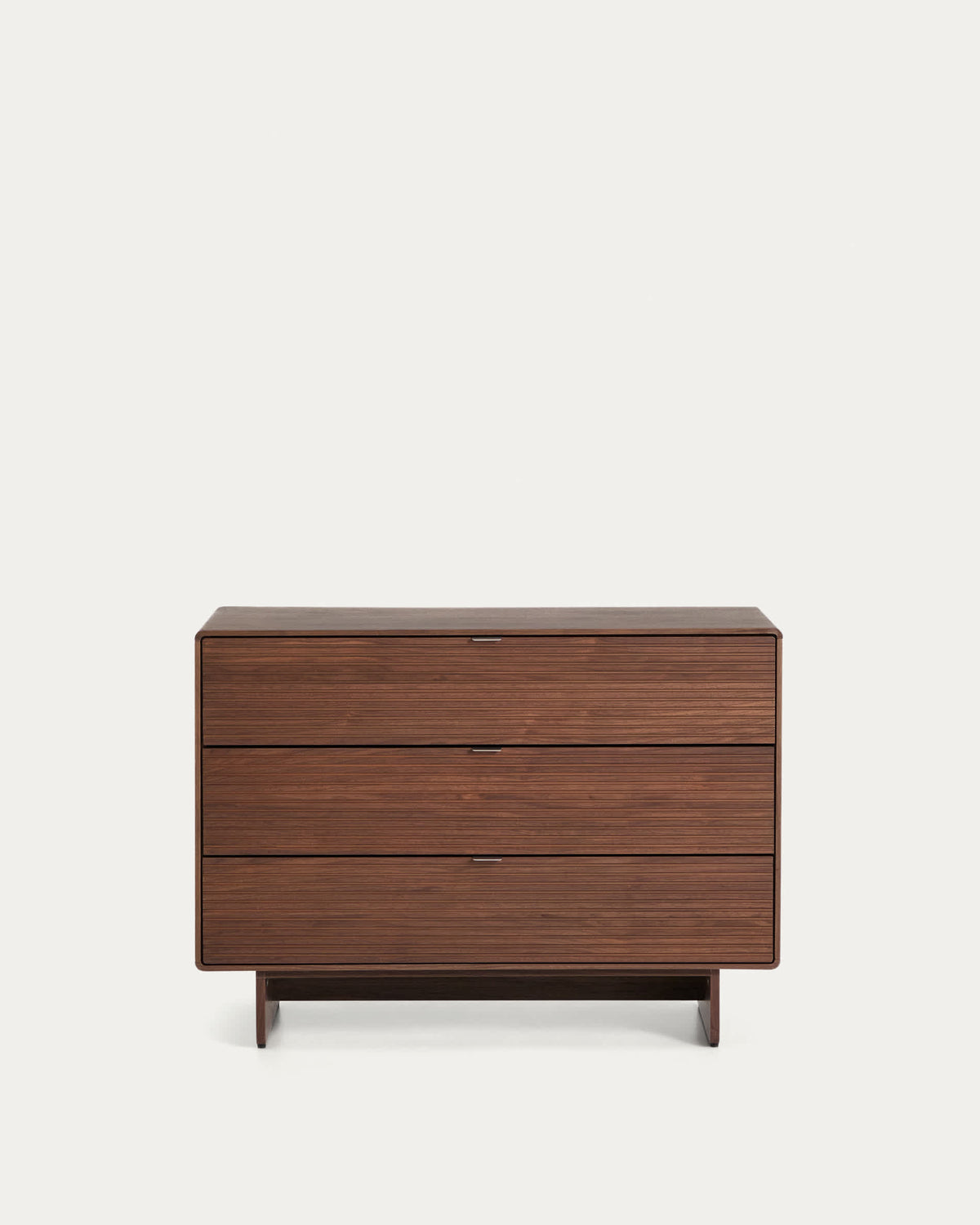 Commode Japandi 3 tiroirs en placage de noyer 101 x 75 cm - Norlen