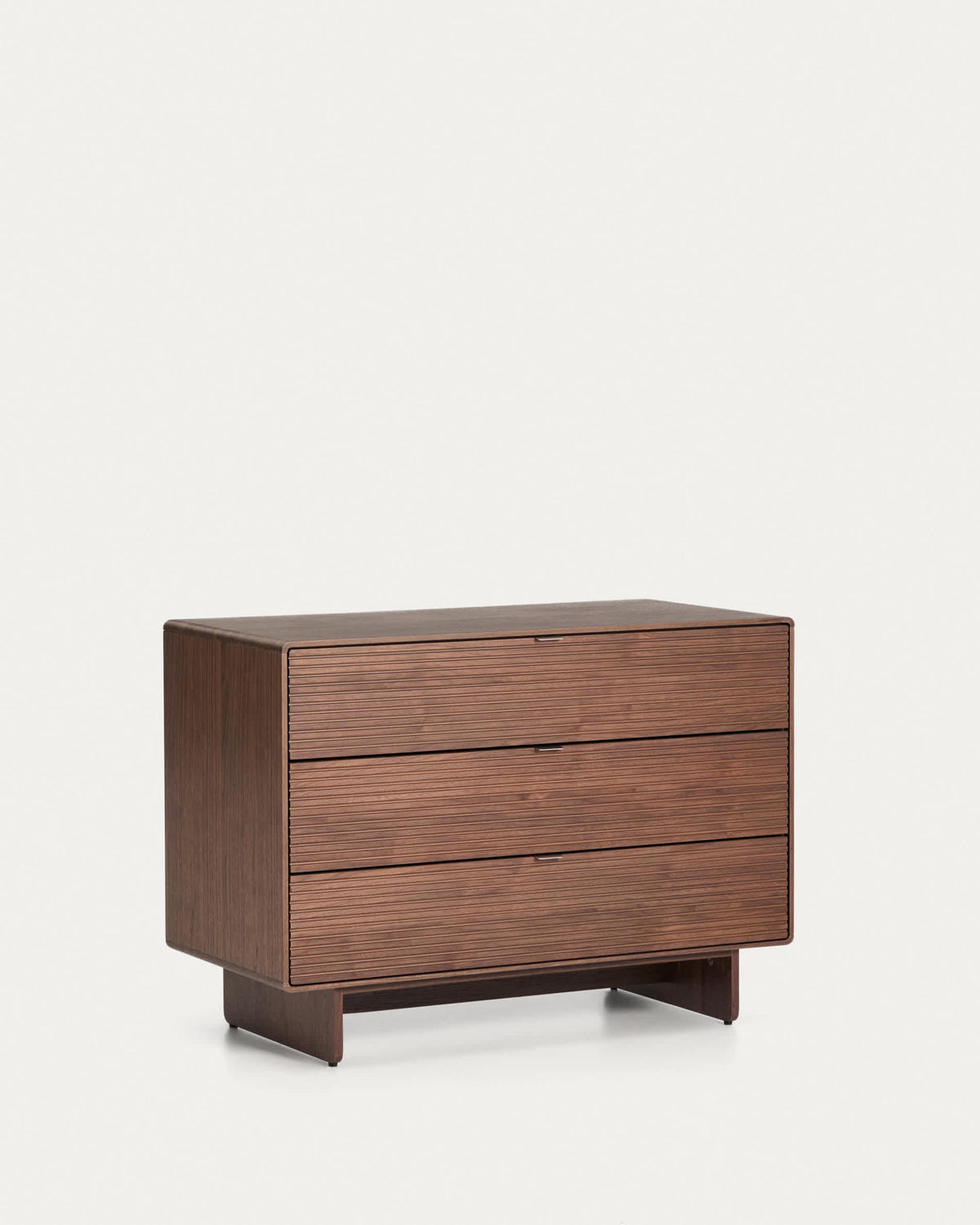 Commode Japandi 3 tiroirs en placage de noyer 101 x 75 cm - Norlen