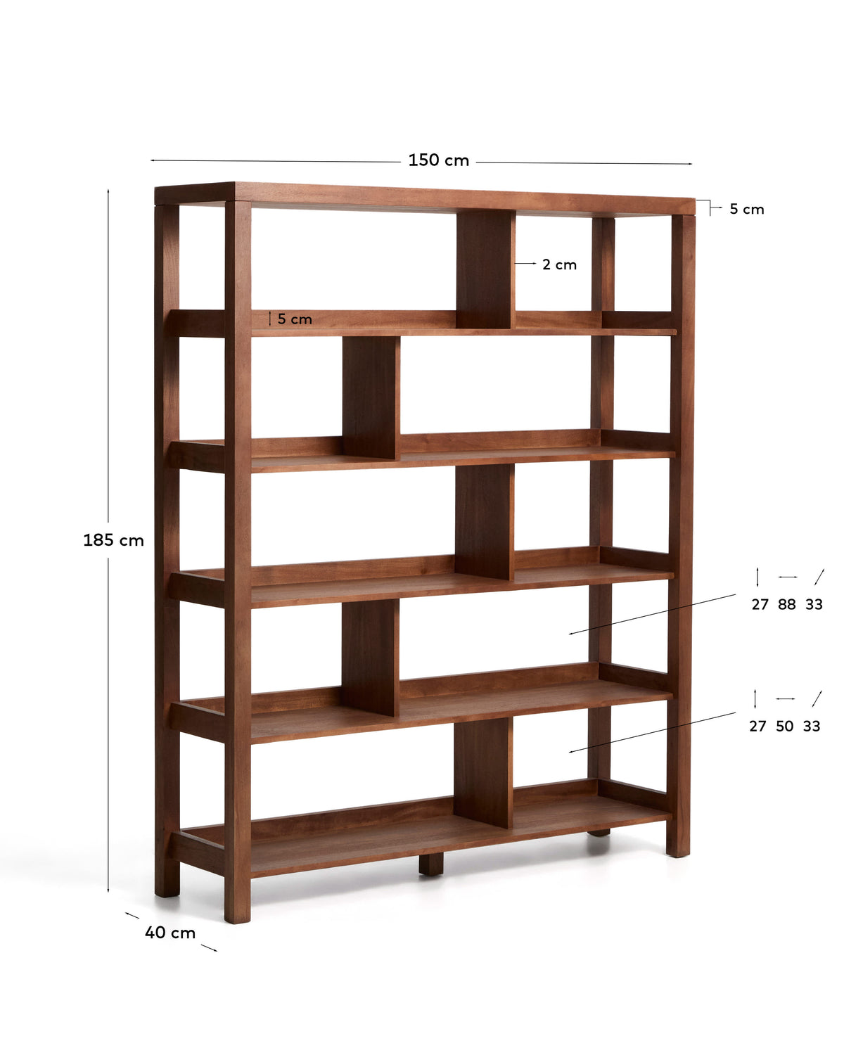 Étagère Japandi en bois et placage d'acacia 150 x 185 cm - Norani
