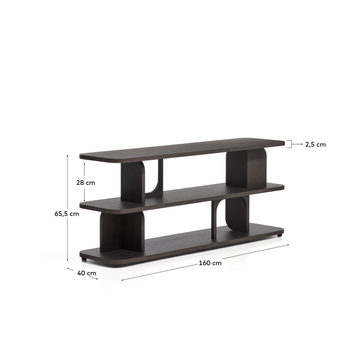 Étagère Japandi en placage de chêne finition ébonisée 160 x 65 cm - Aduma