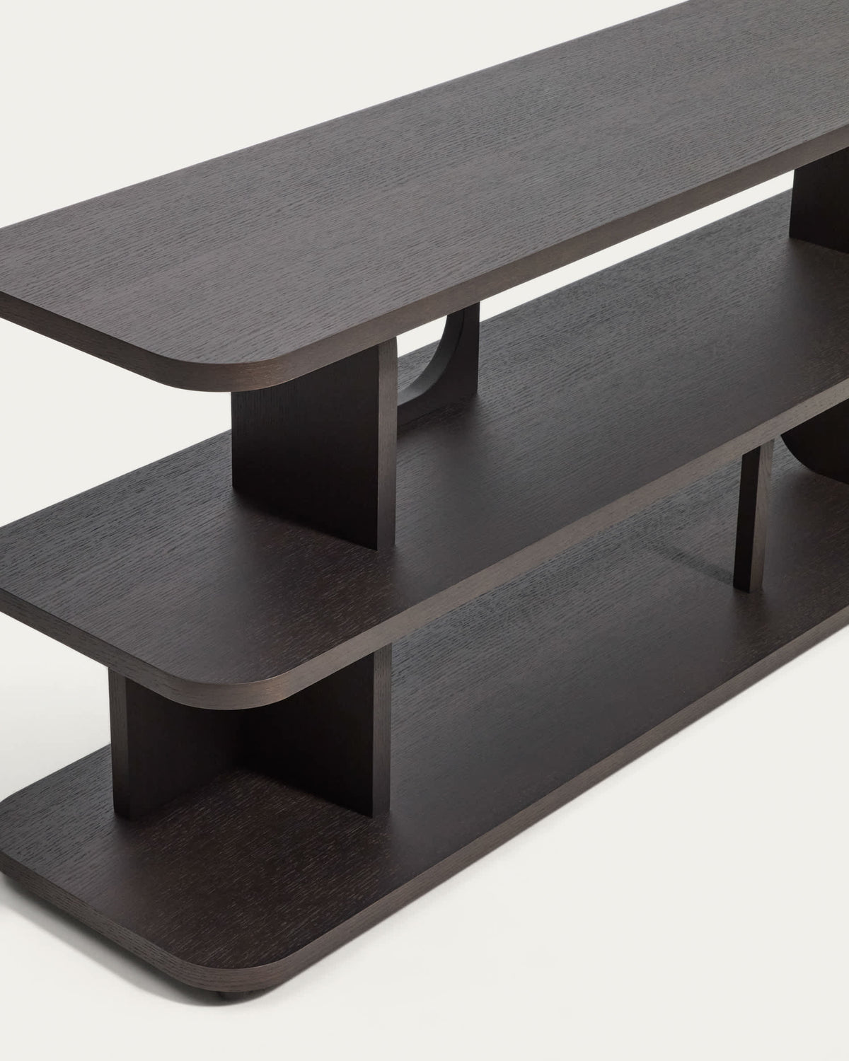 Étagère Japandi en placage de chêne finition ébonisée 160 x 65 cm - Aduma
