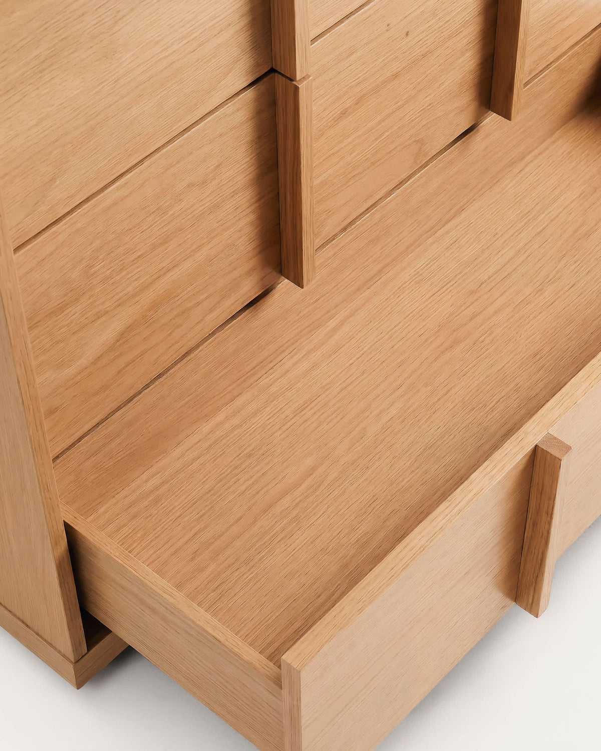 Commode Japandi 3 tiroirs en placage de chêne finition ton naturel 100 x 78 cm - Onix