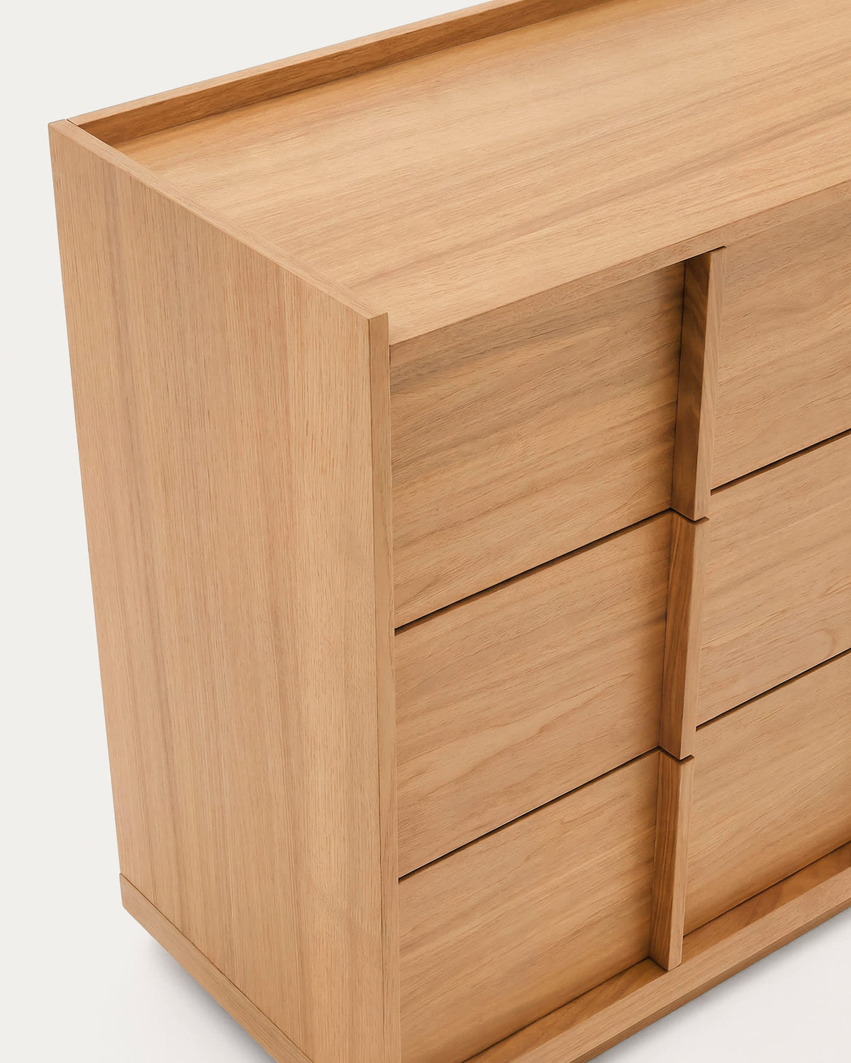Commode Japandi 3 tiroirs en placage de chêne finition ton naturel 100 x 78 cm - Onix