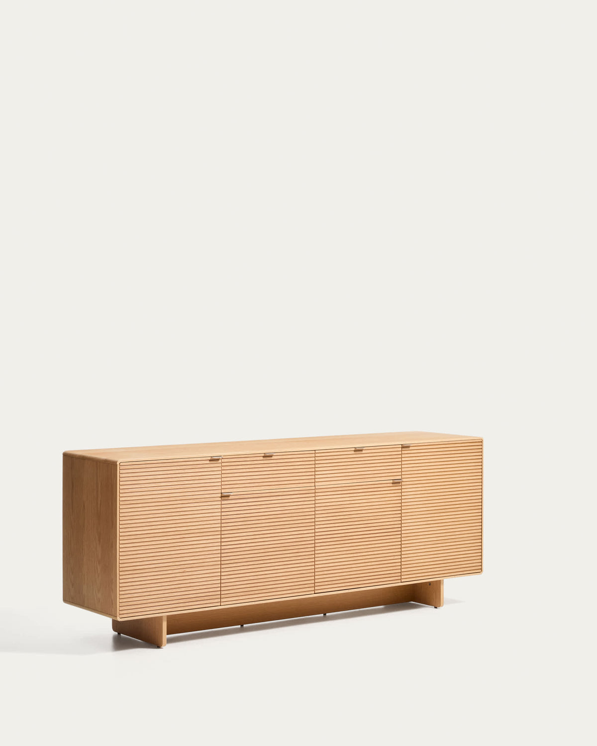 Buffet Japandi 4 portes et 2 tiroirs en placage de chêne finition naturelle 194,5 x 78 cm - Norlen